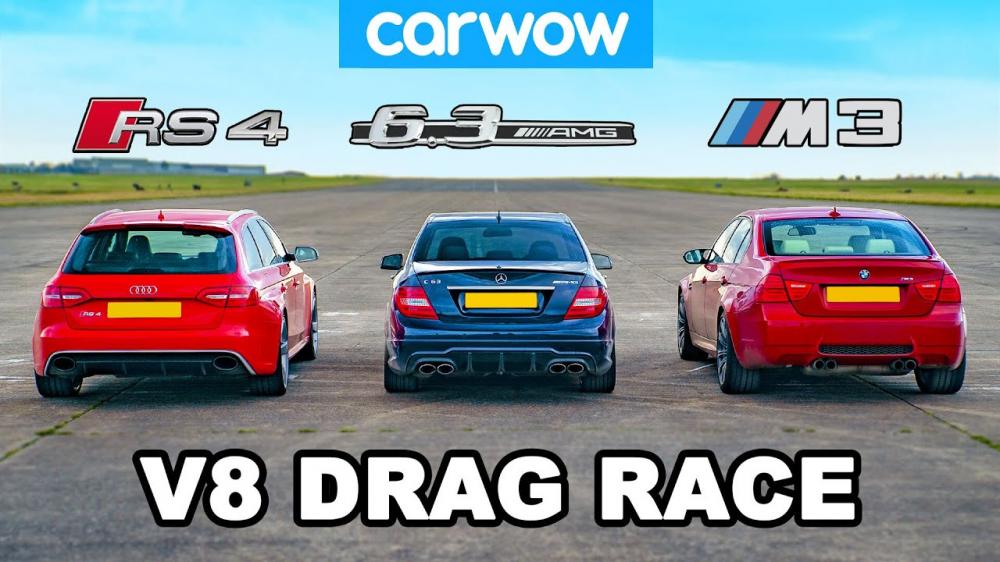 Видео: Audi RS4, BMW M3 и Mercedes-Benz C63 AMG сразились в дрэге