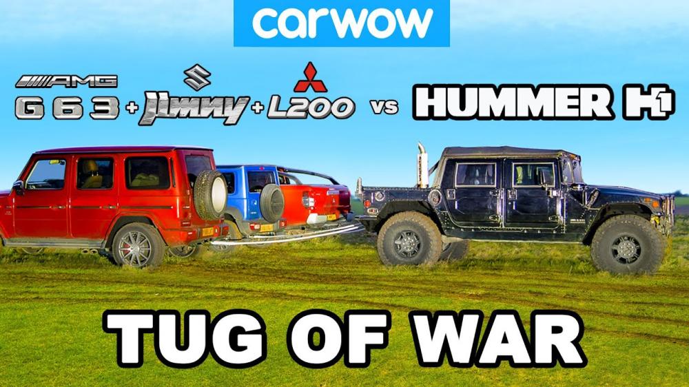 Видео: Hummer H1 и Mercedes-AMG G63 сразились в перетягивании каната