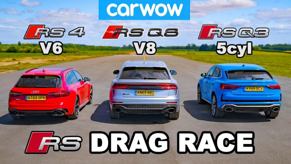 Видео: Audi RS Q8 сразилась в дрэге с RS4 Avant и RS Q3