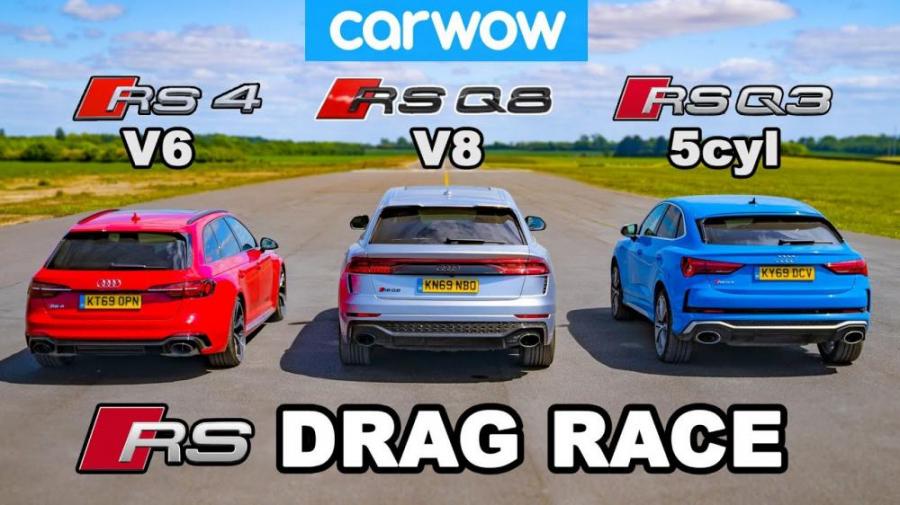 Видео: Audi RS Q8 сразилась в дрэге с RS4 Avant и RS Q3