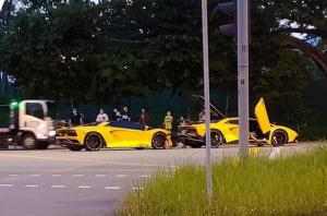 Два Lamborghini Aventador столкнулись друг с другом: фото и видео