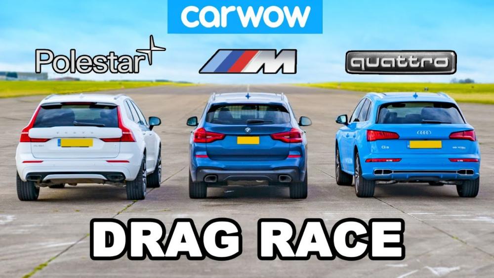 Видео: 407-сильный Volvo XC60 сразился в дрэге с BMW X3 и Audi Q5