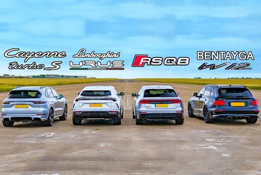 Видео: кроссоверы Audi, Bentley, Lamborghini и Porsche сразились в дрэге