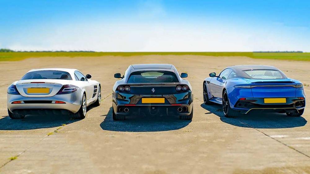 Видео: суперкары Aston Martin, Mercedes-Benz и Ferrari сравнили в дрэге