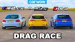 Дрэг-гонка: Mercedes-AMG A45 S против BMW M2 CS и Audi RS3