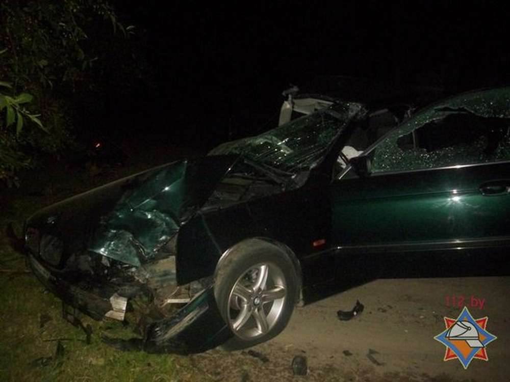 В Лиде BMW с пьяной компанией врезался в дерево: пассажир в реанимации