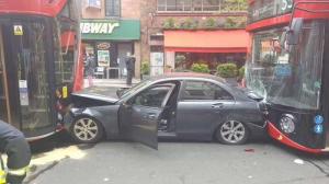 Авария в центральной части Лондона с участием двухэтажных автобусов 