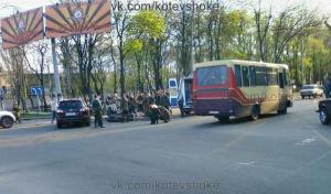 В центре Донецка пьяный боевик стал виновником ДТП, а затем прострелил ногу водителю