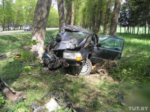 Под Дзержинском Volvo врезался в дерево: водитель погиб, 8-летний ребенок - в реанимации