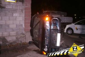 Delica упала на бок в результате ДТП в Алматы