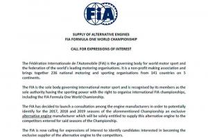 В FIA объявили тендер на поставку моторов в 2017-м