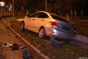 В Алматы водитель Hyundai протаранил BMW на высокой скорости 