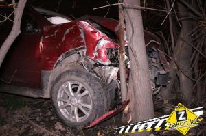 В Алматы водитель Mitsubishi врезался в деревья и вылетел из салона