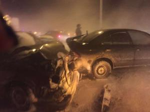 Массовое ДТП с участием 17 авто произошло в Карагандинской области