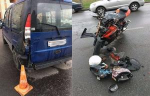 В Минске пьяный мотоциклист едва не сбил пешехода, а затем врезался в Fiat