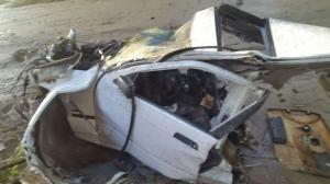 BMW разорвало пополам в ДТП в Алматы 