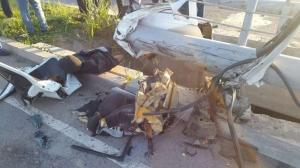 BMW разорвало пополам в ДТП в Алматы 