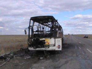 В Крыму на ходу загорелся рейсовый автобус с 20 пассажирами