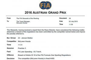 Стюарды оштрафовали McLaren