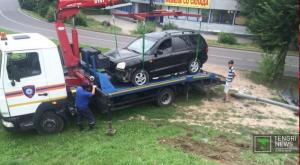 Автомобиль Hyundai вылетел с развязки по улице Саина в Алматы