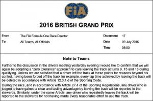 В FIA предупредили о соблюдении границ трассы