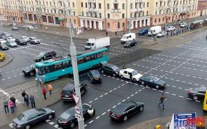 В центре Минска из-за ДТП было парализовано движение трамваев
