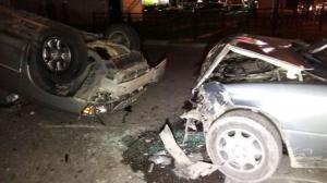 Внедорожник перевернулся после ДТП в Алматы
