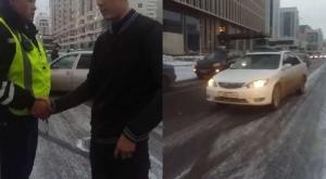 В Астане полицейского три раза сбили и пронесли на капоте