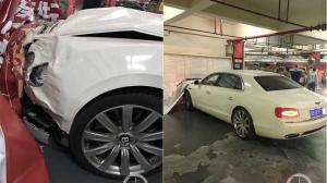 Bentley убежал от девушки и врезался в стену