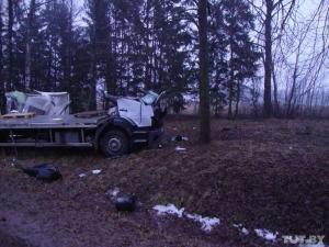 В Витебской области грузовой Mercedes вылетел в кювет и врезался в дерево 