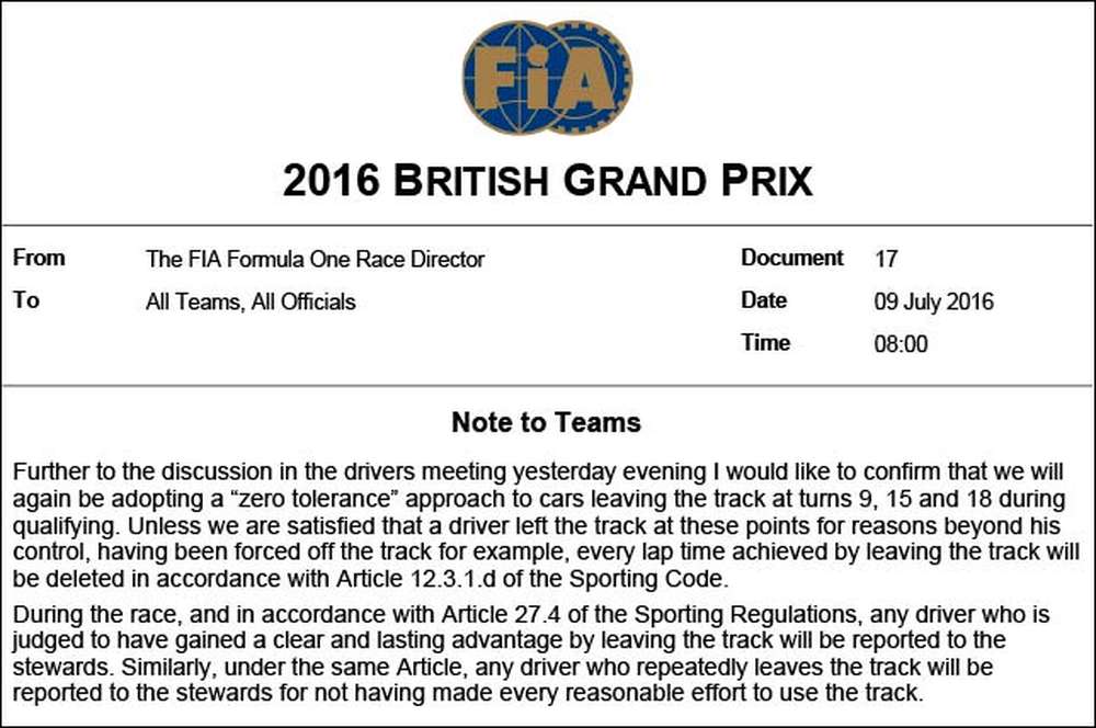 В FIA предупредили о соблюдении границ трассы